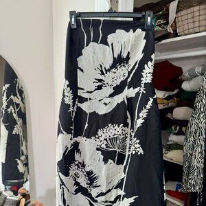 Silk Papell Boutique Evening Strapless Black/White Floral Dress